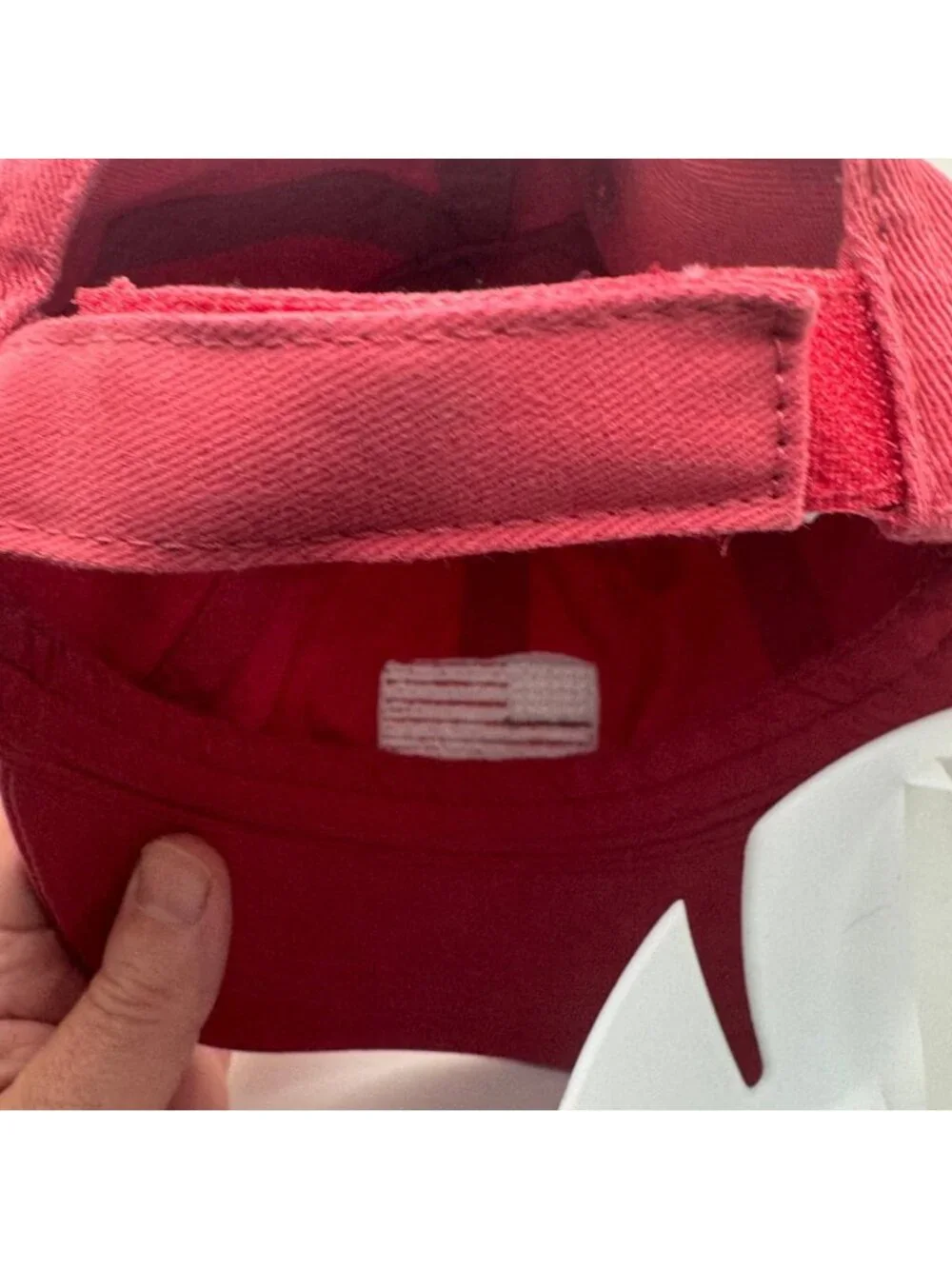 J. Crew Baseball Cap Hat Men's XS-S Red Cotton with American Flag Patch